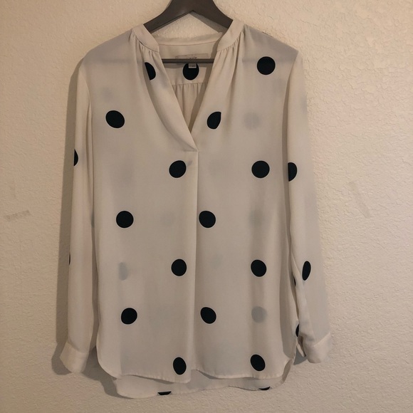 LOFT Tops - LOFT Black Polka Dot Top Size S